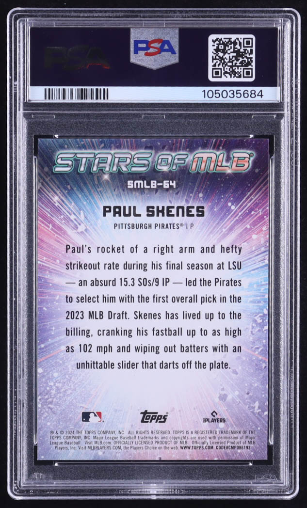 Paul Skenes 2024 Topps Stars of MLB #SMLB64 RC (PSA 10) at PristineAuction.com Paul Skenes 2024 Topps Stars of MLB #SMLB64 RC (PSA 10) at PristineAuction.com