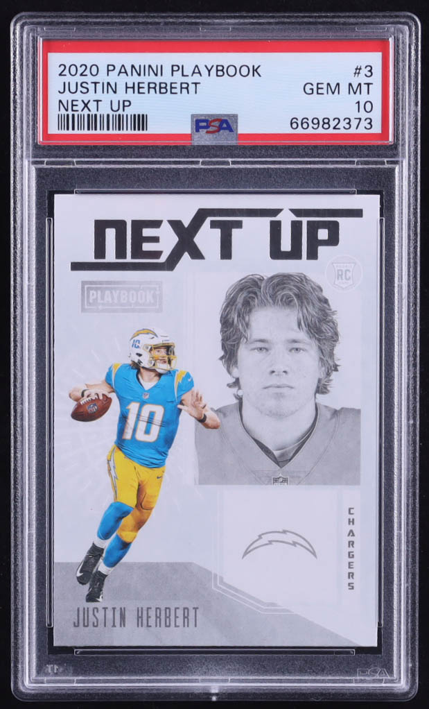 Justin Herbert 2020 Panini Playbook Next Up #NU3 RC (PSA 10) at PristineAuction.com Justin Herbert 2020 Panini Playbook Next Up #NU3 RC (PSA 10) at PristineAuction.com
