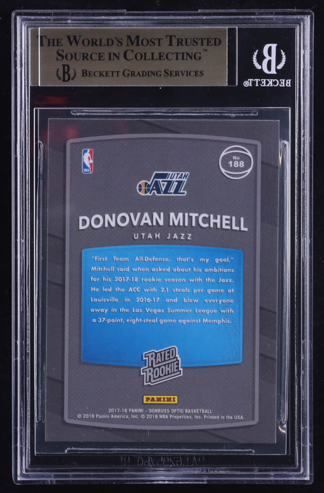 Donovan Mitchell 2017-18 Donruss Optic #188 RR RC (BGS 9.5) at PristineAuction.com Donovan Mitchell 2017-18 Donruss Optic #188 RR RC (BGS 9.5) at PristineAuction.com