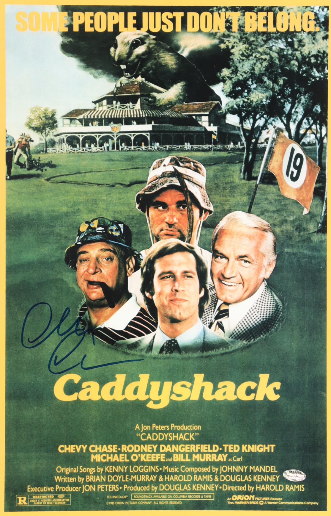 Chevy Chase Signed "Caddyshack" 11x17 Movie Poster Print (Schwartz) at PristineAuction.com Chevy Chase Signed "Caddyshack" 11x17 Movie Poster Print (Schwartz) at PristineAuction.com