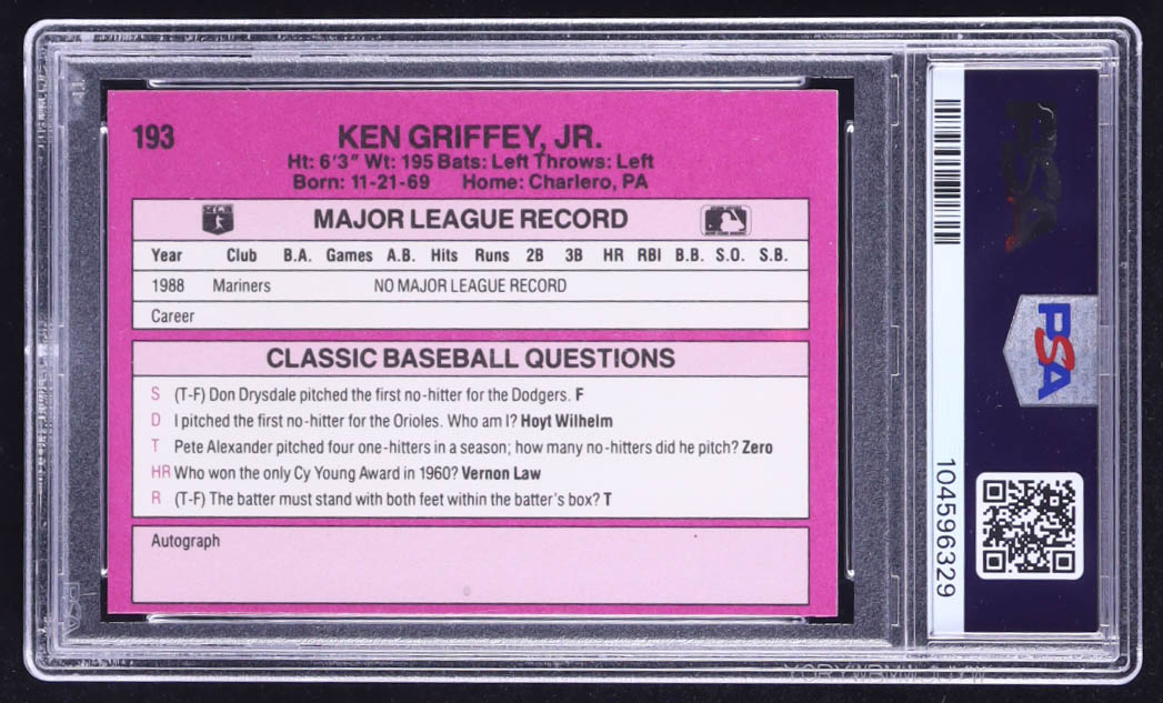 Ken Griffey Jr. 1989 Classic Travel Update II #193 RC (PSA 8) at PristineAuction.com Ken Griffey Jr. 1989 Classic Travel Update II #193 RC (PSA 8) at PristineAuction.com