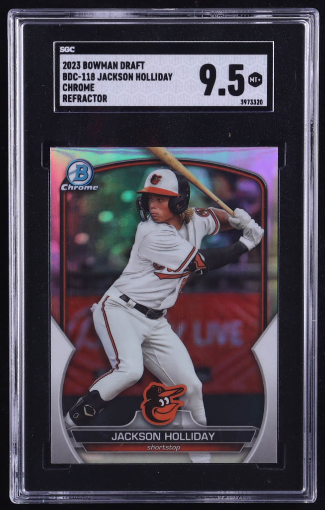 Jackson Holliday 2023 Bowman Chrome Draft Refractors #BDC118 RC (SGC 9.5) at PristineAuction.com Jackson Holliday 2023 Bowman Chrome Draft Refractors #BDC118 RC (SGC 9.5) at PristineAuction.com