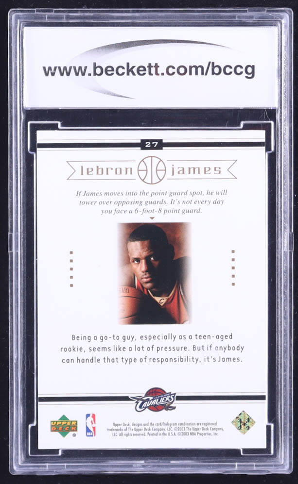LeBron James 2003 Upper Deck LeBron James Box Set #27 RC (BCCG 10) at PristineAuction.com LeBron James 2003 Upper Deck LeBron James Box Set #27 RC (BCCG 10) at PristineAuction.com