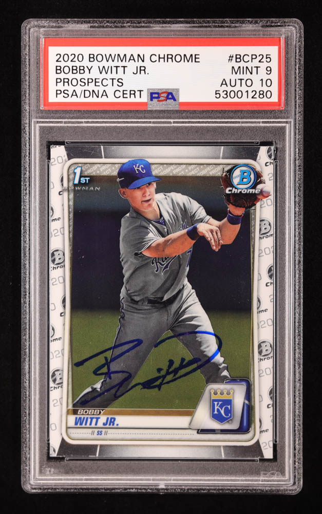 Bobby Witt Jr. Signed 2020 Bowman Chrome Prospects #BCP25 RC (PSA 9 | Autograph Graded 10) at PristineAuction.com Bobby Witt Jr. Signed 2020 Bowman Chrome Prospects #BCP25 RC (PSA 9 | Autograph Graded 10) at PristineAuction.com