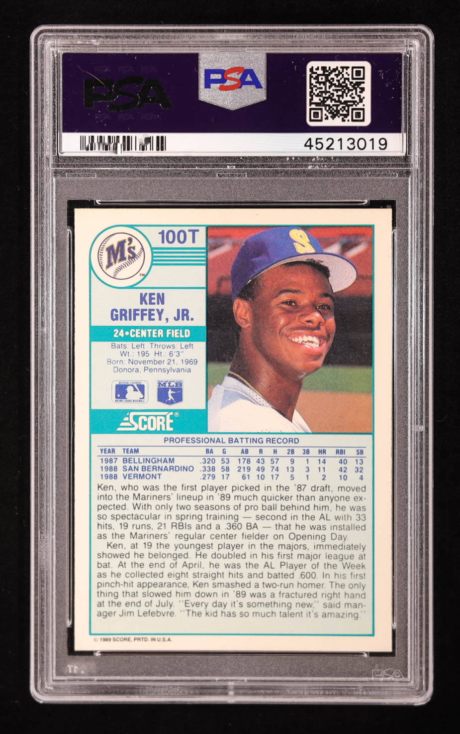 Ken Griffey Jr. 1989 Score Rookie/Traded #100T RC (PSA 9) at PristineAuction.com Ken Griffey Jr. 1989 Score Rookie/Traded #100T RC (PSA 9) at PristineAuction.com