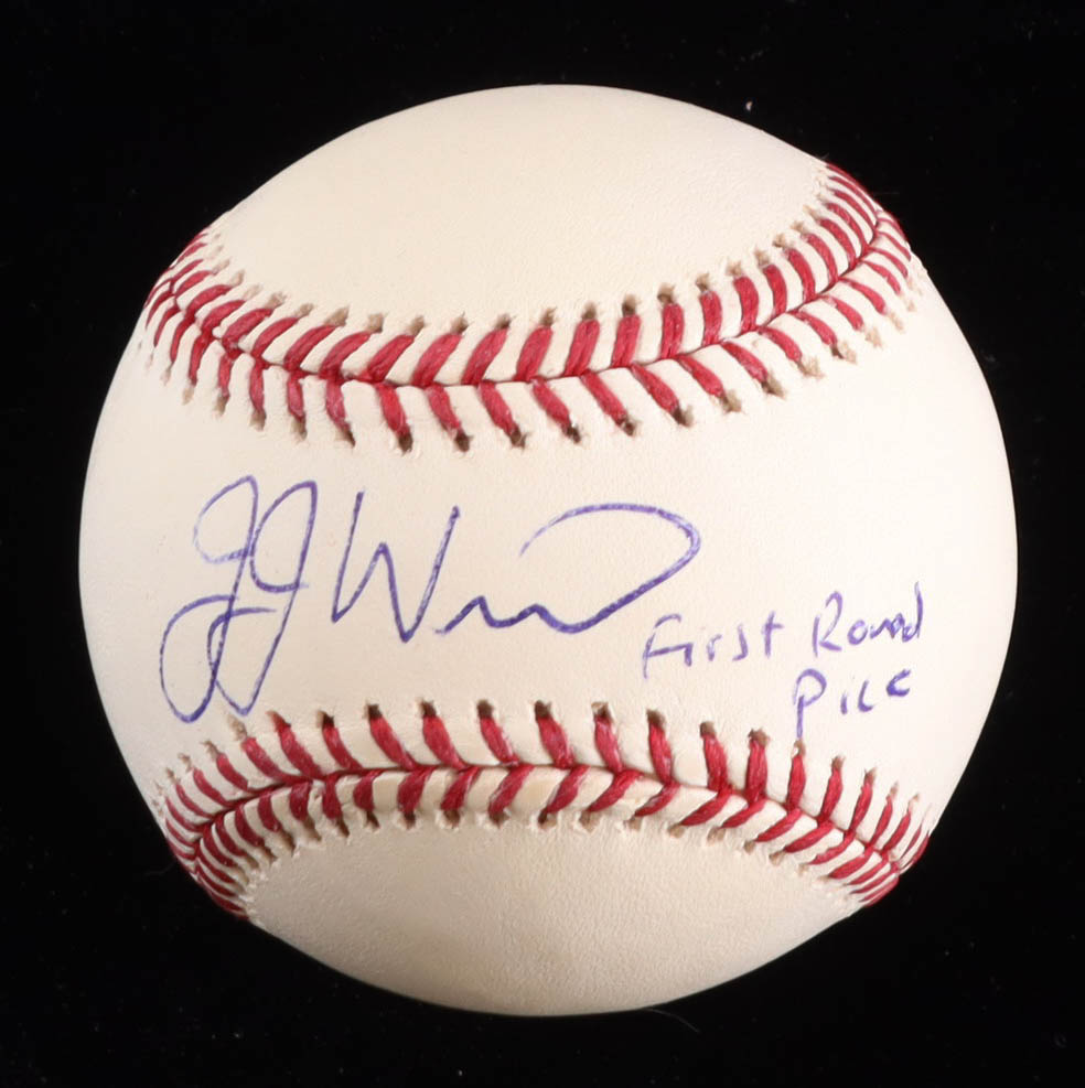 JJ Wetherholt Signed OML Baseball Inscribed "First Round Pick" (JSA) at PristineAuction.com JJ Wetherholt Signed OML Baseball Inscribed "First Round Pick" (JSA) at PristineAuction.com