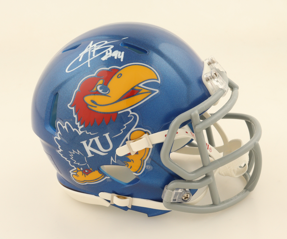 Austin Booker Signed Kansas Jayhawks Speed Mini Helmet (JSA) at PristineAuction.com Austin Booker Signed Kansas Jayhawks Speed Mini Helmet (JSA) at PristineAuction.com