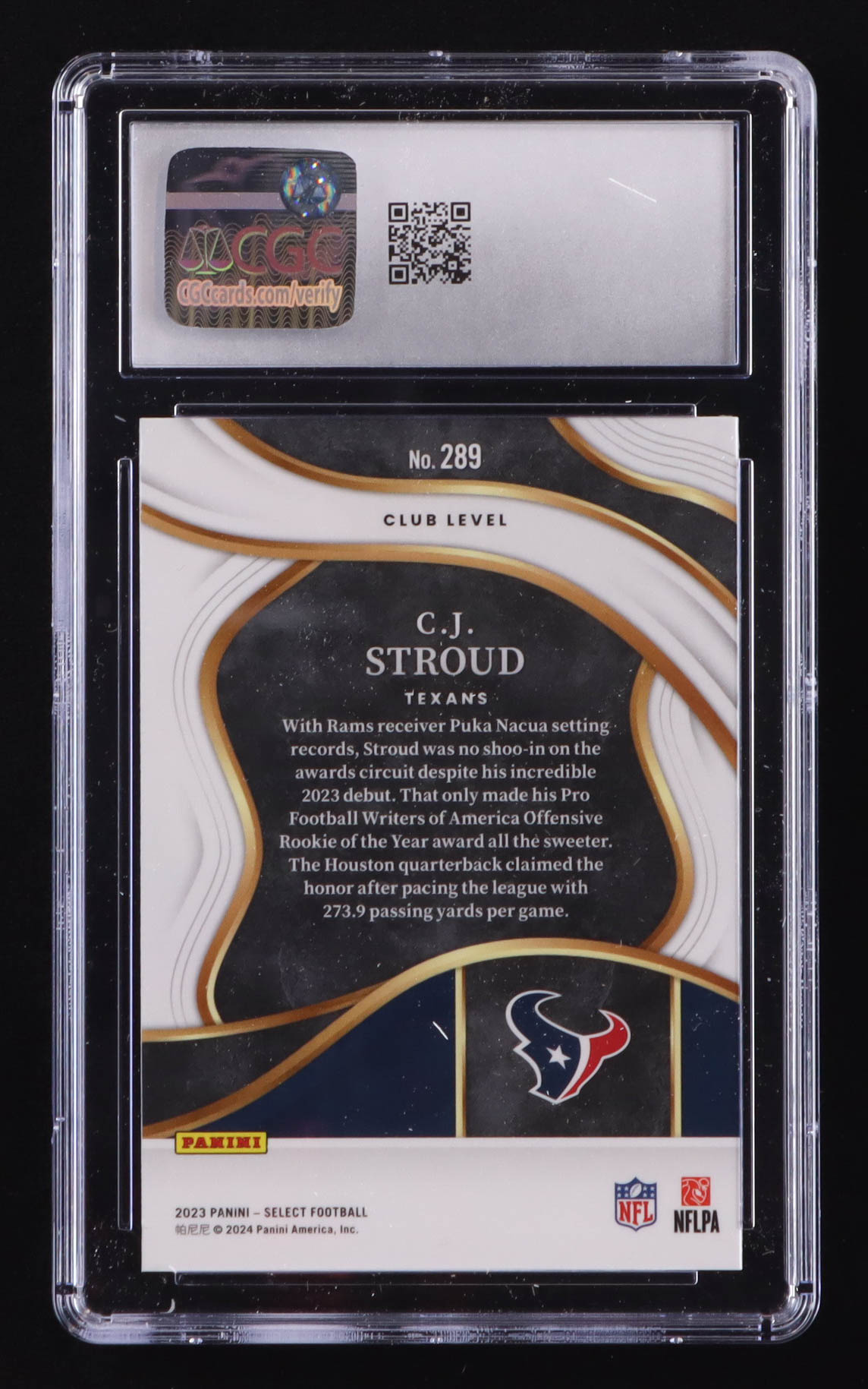 CJ Stroud 2023 Select #289 RC (CGC 10) at PristineAuction.com CJ Stroud 2023 Select #289 RC (CGC 10) at PristineAuction.com