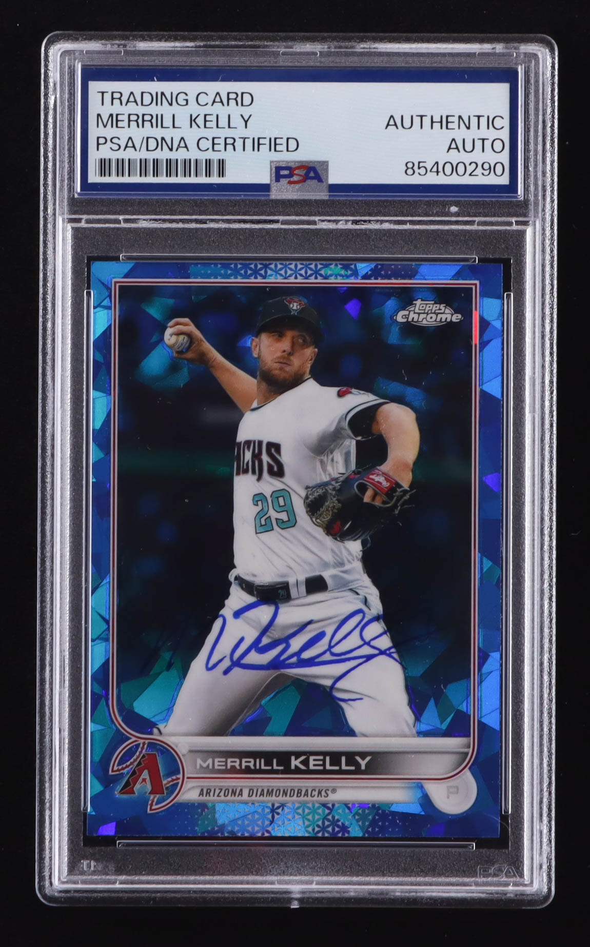 Merrill Kelly Signed 2022 Topps Chrome Sapphire #74 (PSA) at PristineAuction.com Merrill Kelly Signed 2022 Topps Chrome Sapphire #74 (PSA) at PristineAuction.com