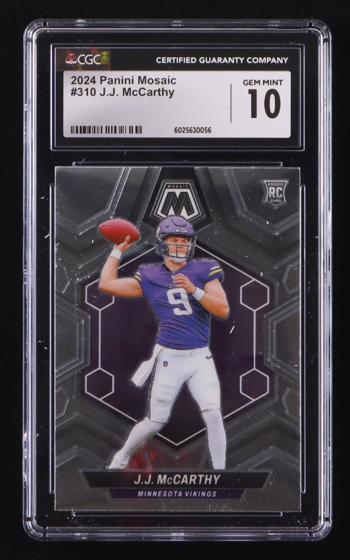 J.J. McCarthy 2024 Panini Mosaic #310 RC (CGC 10) at PristineAuction.com J.J. McCarthy 2024 Panini Mosaic #310 RC (CGC 10) at PristineAuction.com