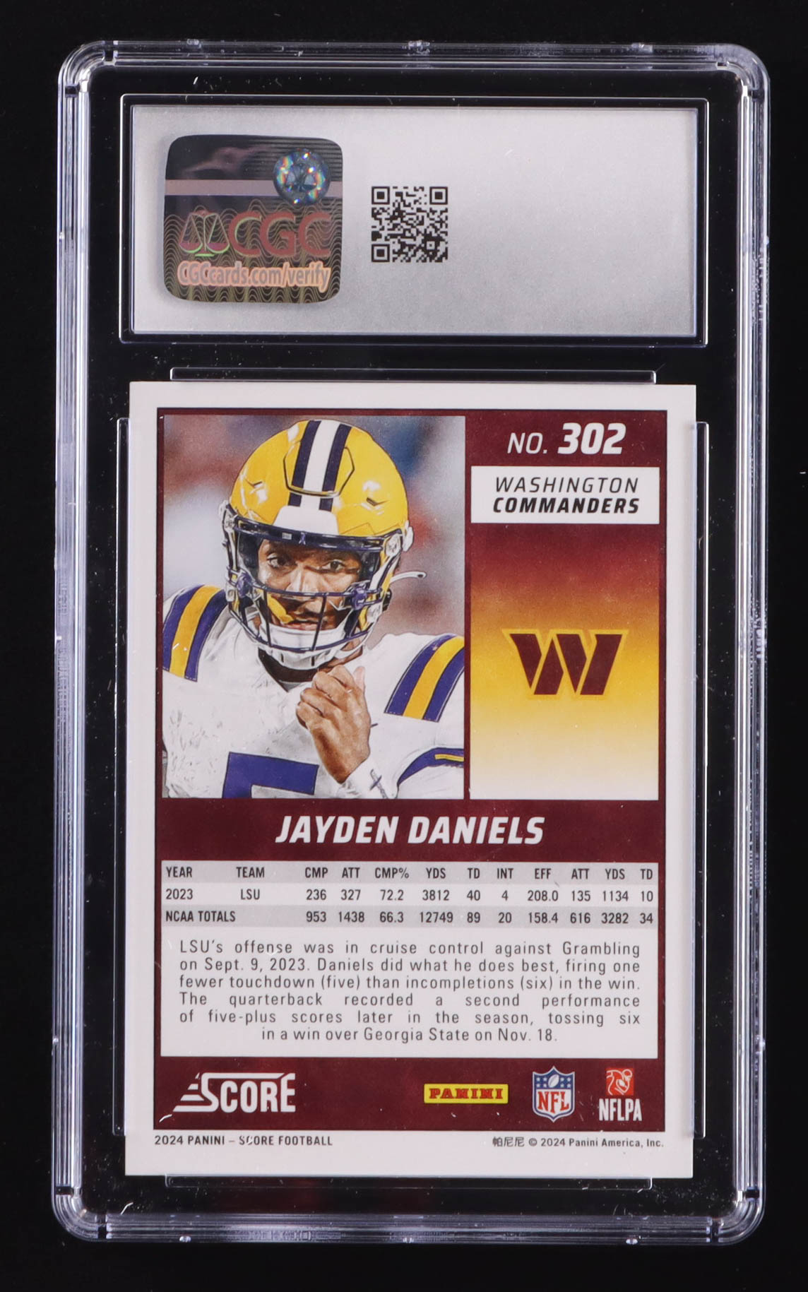 Jayden Daniels 2024 Score #302 RC (CGC 10) at PristineAuction.com Jayden Daniels 2024 Score #302 RC (CGC 10) at PristineAuction.com