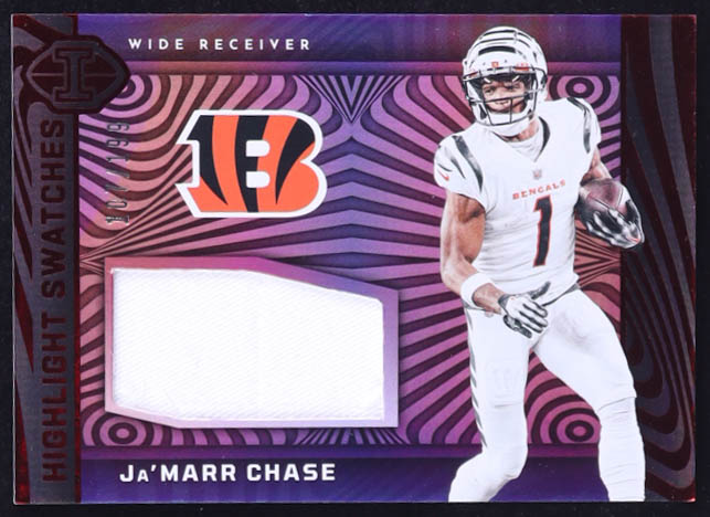 Ja'Marr Chase 2023 Panini Illusions Highlight Swatches Red #HSJC #107/199 at PristineAuction.com Ja'Marr Chase 2023 Panini Illusions Highlight Swatches Red #HSJC #107/199 at PristineAuction.com