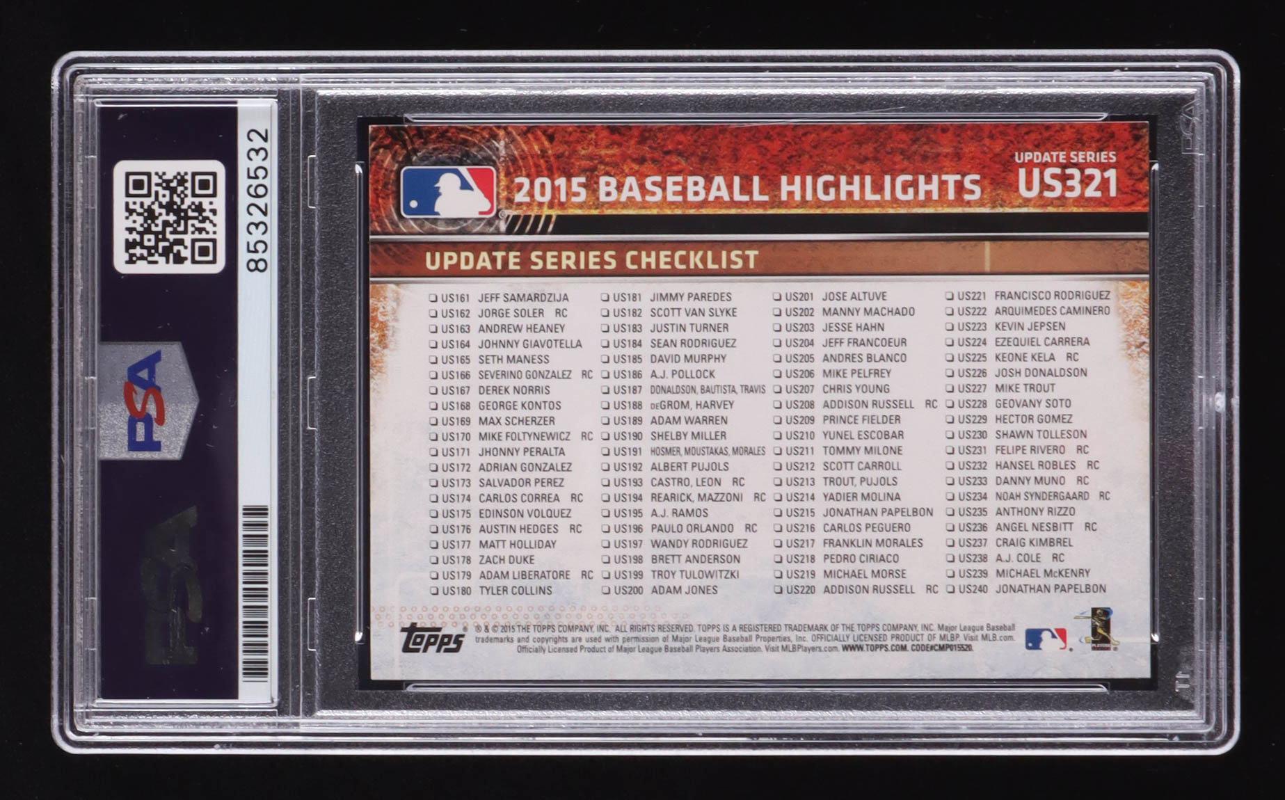 Chris Heston Signed 2015 Topps Update #US321 RC (PSA) at PristineAuction.com Chris Heston Signed 2015 Topps Update #US321 RC (PSA) at PristineAuction.com