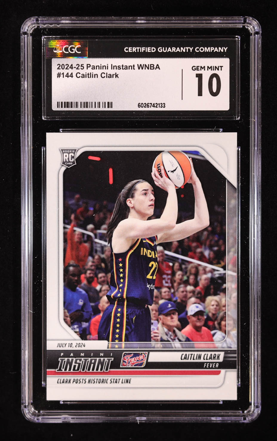 Caitlin Clark 2024 Panini Instant WNBA #144 RC (CGC 10) at PristineAuction.com Caitlin Clark 2024 Panini Instant WNBA #144 RC (CGC 10) at PristineAuction.com