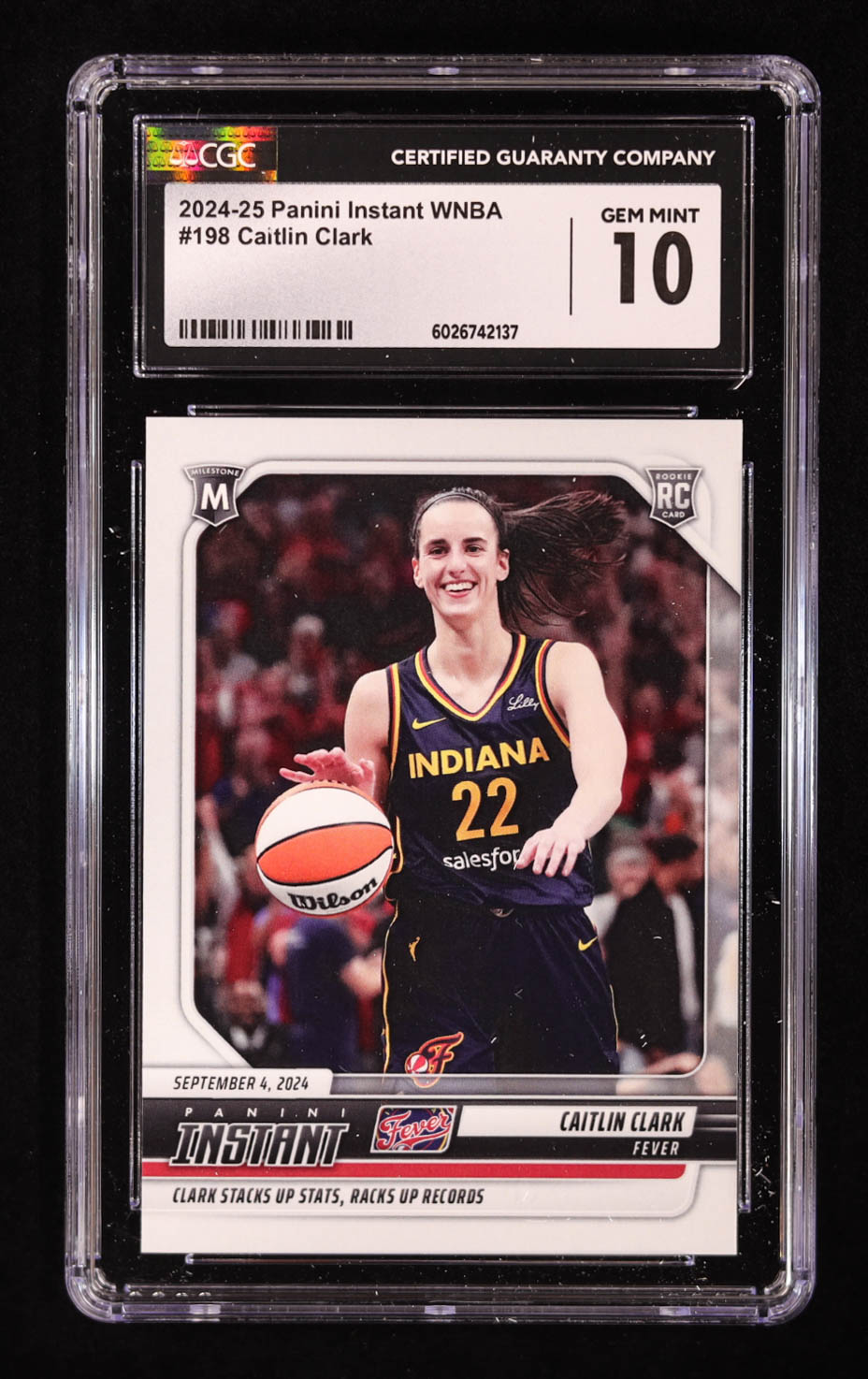 Caitlin Clark 2024-25 Panini Instant WNBA #198 RC (CGC 10) at PristineAuction.com Caitlin Clark 2024-25 Panini Instant WNBA #198 RC (CGC 10) at PristineAuction.com