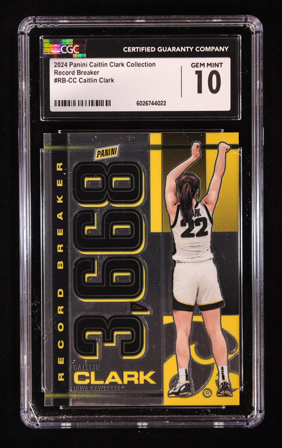 Caitlin Clark 2024 Panini Caitlin Clark Collection Record Breaker #RBCC RC (CGC 10) at PristineAuction.com Caitlin Clark 2024 Panini Caitlin Clark Collection Record Breaker #RBCC RC (CGC 10) at PristineAuction.com