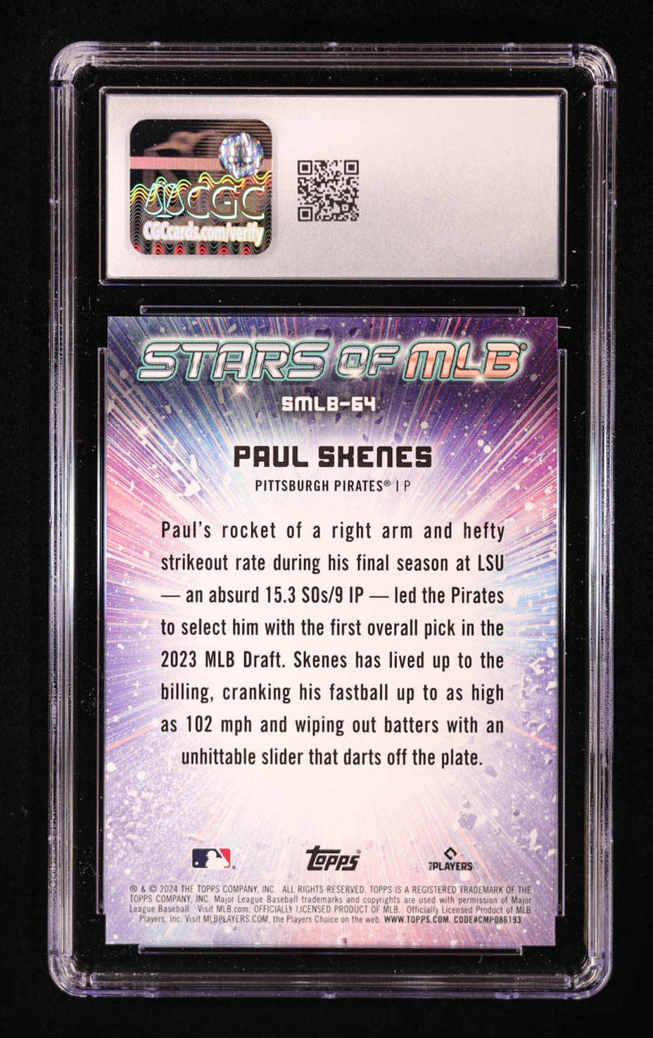 Paul Skenes 2024 Topps Update Stars Of MLB #SMLB64 RC (CGC 10) at PristineAuction.com Paul Skenes 2024 Topps Update Stars Of MLB #SMLB64 RC (CGC 10) at PristineAuction.com