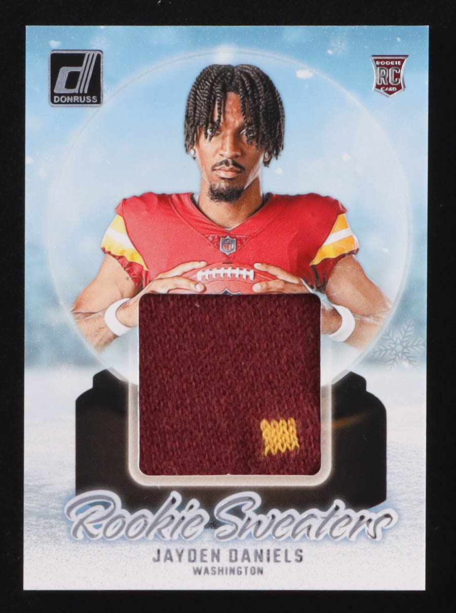 Jayden Daniels 2023 Panini Donruss Rookie Sweaters #RHSJDA RC at PristineAuction.com Jayden Daniels 2023 Panini Donruss Rookie Sweaters #RHSJDA RC at PristineAuction.com