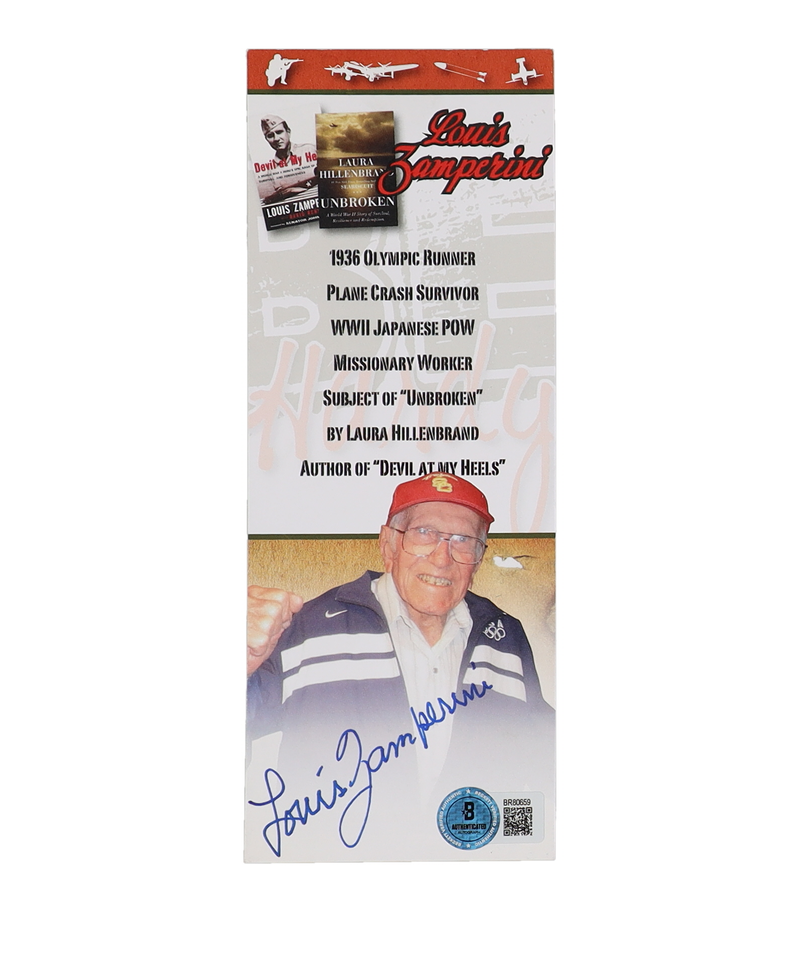 Louis Zamperini Signed Bookmark (Beckett) at PristineAuction.com Louis Zamperini Signed Bookmark (Beckett) at PristineAuction.com