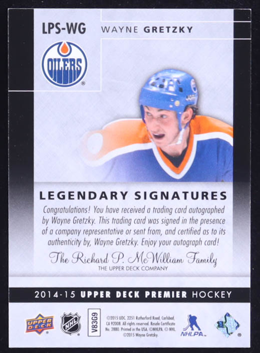 Wayne Gretzky 2014-15 Upper Deck Premier Legendary Premier Signatures #LPSWG at PristineAuction.com Wayne Gretzky 2014-15 Upper Deck Premier Legendary Premier Signatures #LPSWG at PristineAuction.com