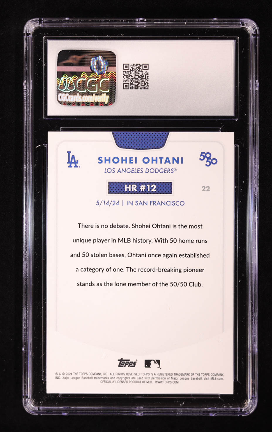 Shohei Ohtani 2024 Topps 50/50 #22 (CGC 10) at PristineAuction.com Shohei Ohtani 2024 Topps 50/50 #22 (CGC 10) at PristineAuction.com