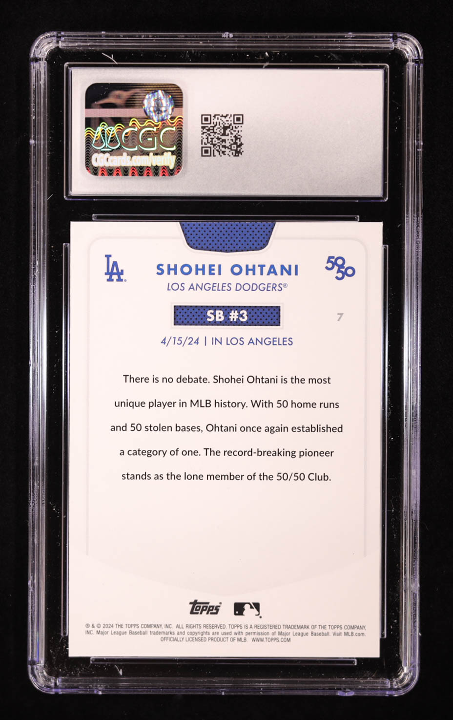 Shohei Ohtani 2024 Topps 50/50 #7 (CGC 10) at PristineAuction.com Shohei Ohtani 2024 Topps 50/50 #7 (CGC 10) at PristineAuction.com