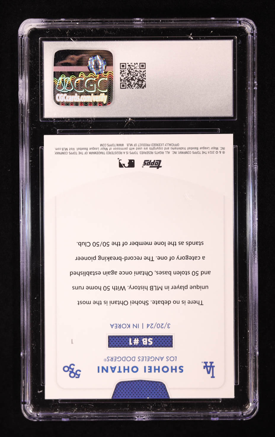 Shohei Ohtani 2024 Topps 50/50 #1 (CGC 10) at PristineAuction.com Shohei Ohtani 2024 Topps 50/50 #1 (CGC 10) at PristineAuction.com