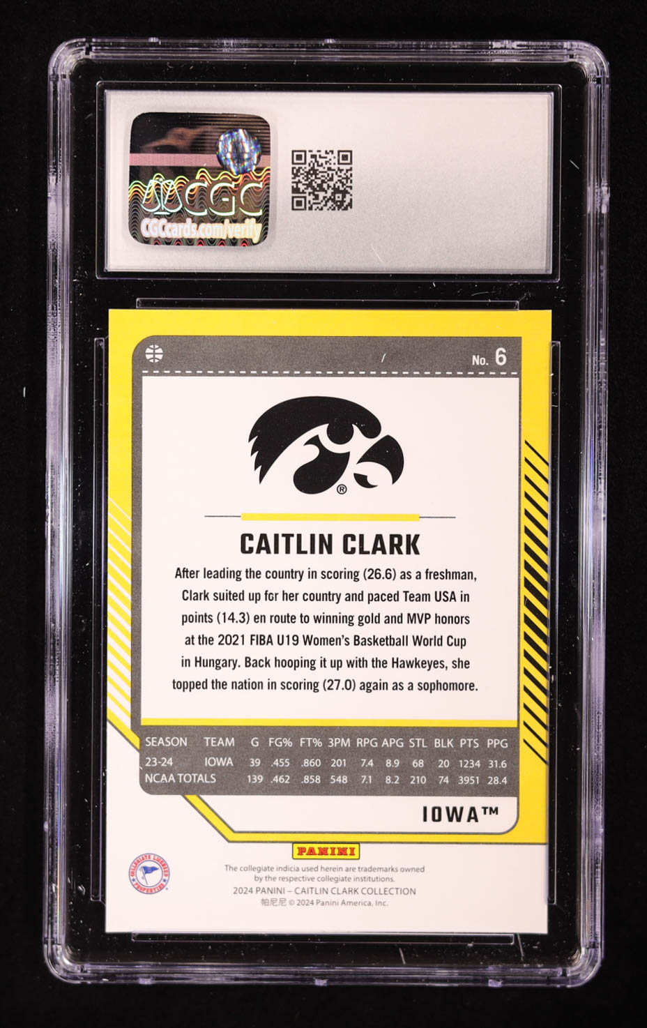 Caitlin Clark 2024 Panini Caitlin Clark Collection Donruss #6 RC (CGC 10) at PristineAuction.com Caitlin Clark 2024 Panini Caitlin Clark Collection Donruss #6 RC (CGC 10) at PristineAuction.com