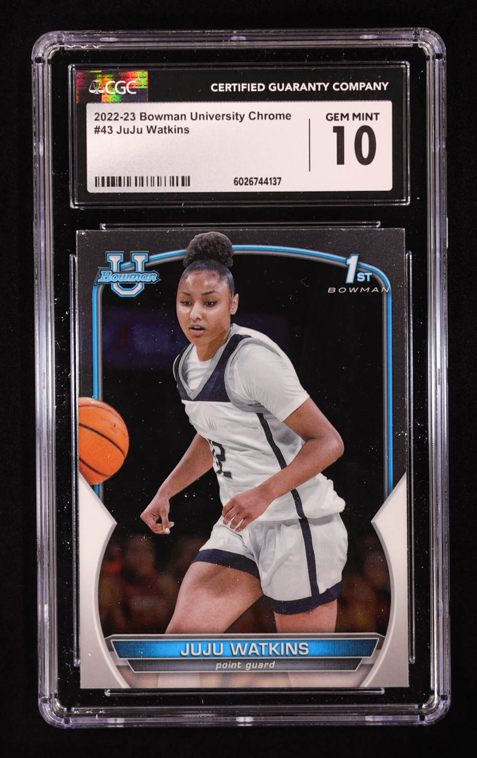 JuJu Watkins 2022-23 Bowman Chrome University #43 RC (CGC 10) at PristineAuction.com JuJu Watkins 2022-23 Bowman Chrome University #43 RC (CGC 10) at PristineAuction.com