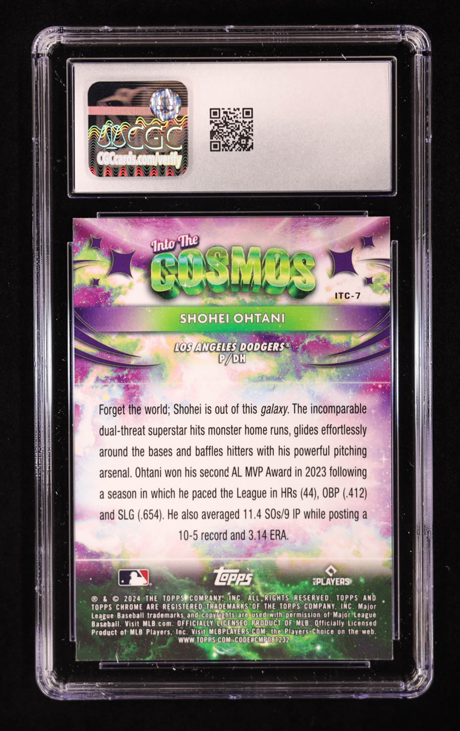 Shohei Ohtani 2024 Topps Cosmic Chrome Into the Cosmos #ITC7 (CGC 10) at PristineAuction.com Shohei Ohtani 2024 Topps Cosmic Chrome Into the Cosmos #ITC7 (CGC 10) at PristineAuction.com