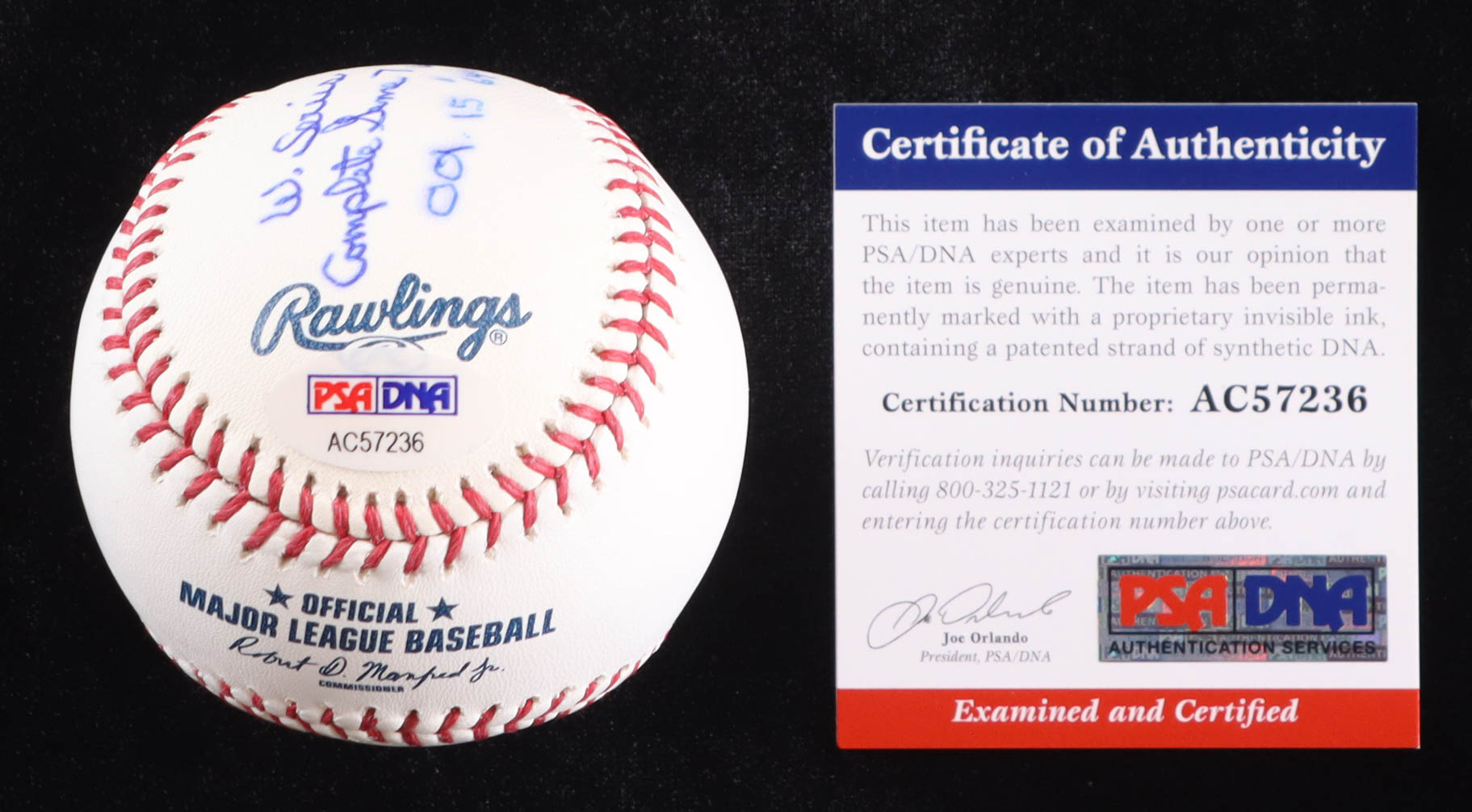 Bob Gibson Signed OML Baseball with World Series Complete-Game Win Inscriptions (PSA) at PristineAuction.com Bob Gibson Signed OML Baseball with World Series Complete-Game Win Inscriptions (PSA) at PristineAuction.com