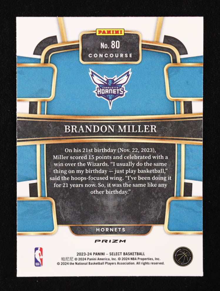 Brandon Miller 2023-24 Select Prizms Tectonic #80 RC at PristineAuction.com Brandon Miller 2023-24 Select Prizms Tectonic #80 RC at PristineAuction.com
