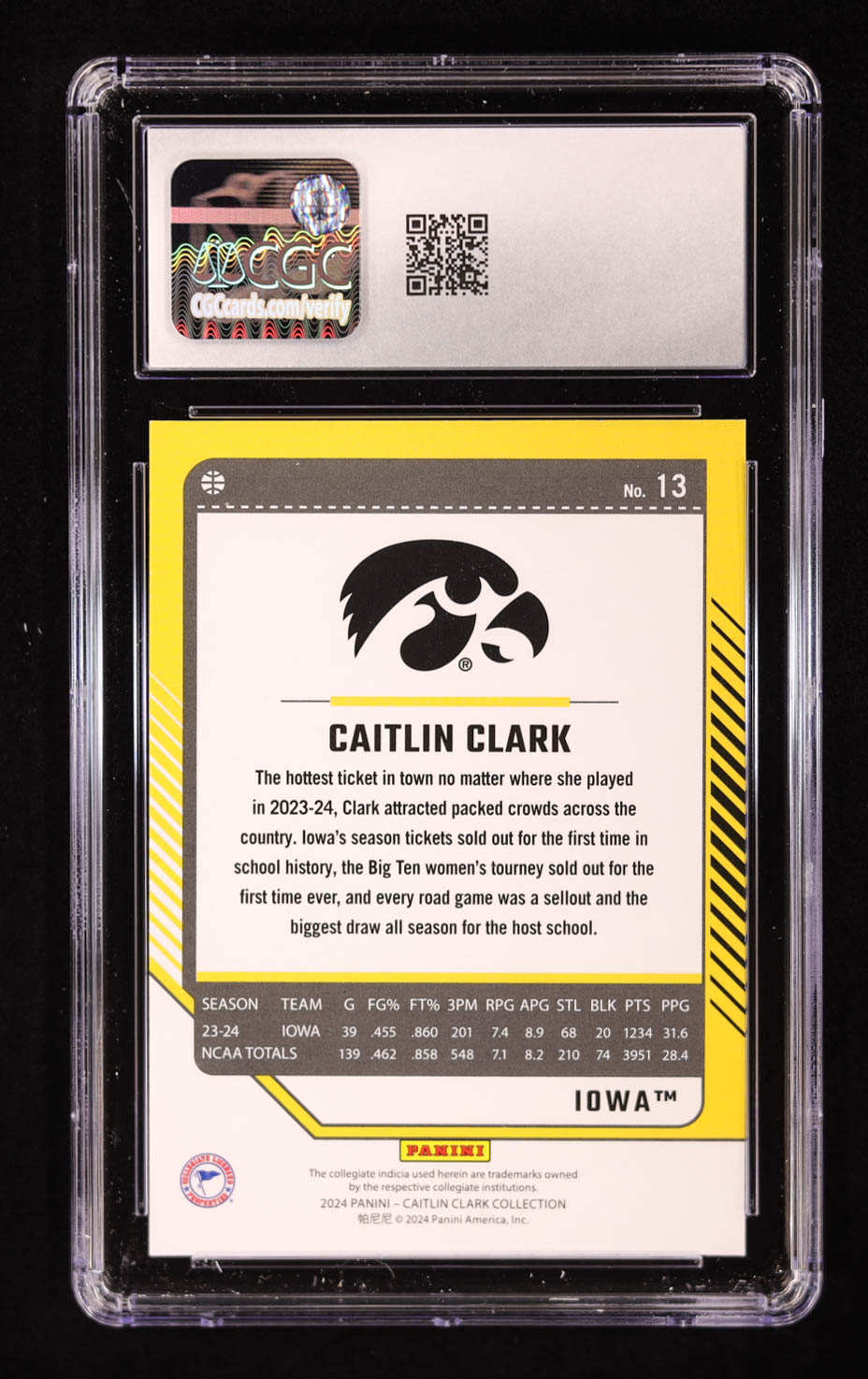 Caitlin Clark 2024 Panini Caitlin Clark Collection Donruss Target #13 RC (CGC 10) at PristineAuction.com Caitlin Clark 2024 Panini Caitlin Clark Collection Donruss Target #13 RC (CGC 10) at PristineAuction.com