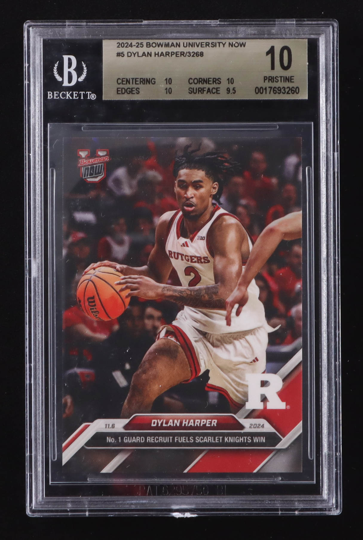 Dylan Harper 2024-25 Bowman University Now #5 #/3268 (BGS 10) at PristineAuction.com Dylan Harper 2024-25 Bowman University Now #5 #/3268 (BGS 10) at PristineAuction.com