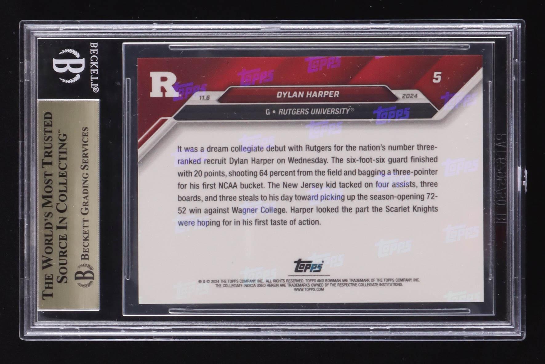 Dylan Harper 2024-25 Bowman University Now #5 #/3268 (BGS 10) at PristineAuction.com Dylan Harper 2024-25 Bowman University Now #5 #/3268 (BGS 10) at PristineAuction.com