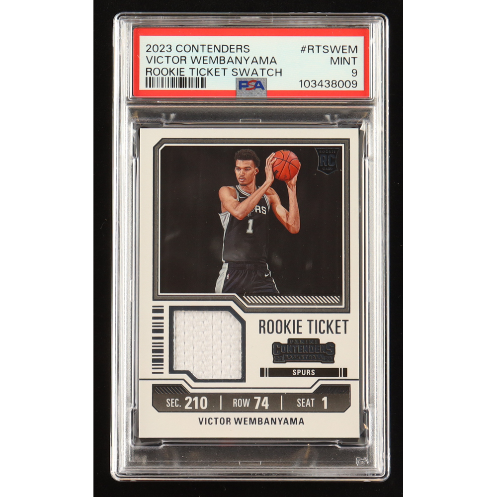 Victor Wembanyama 2023-24 Panini Contenders Rookie Ticket Swatches #6 RC (PSA 9) at PristineAuction.com