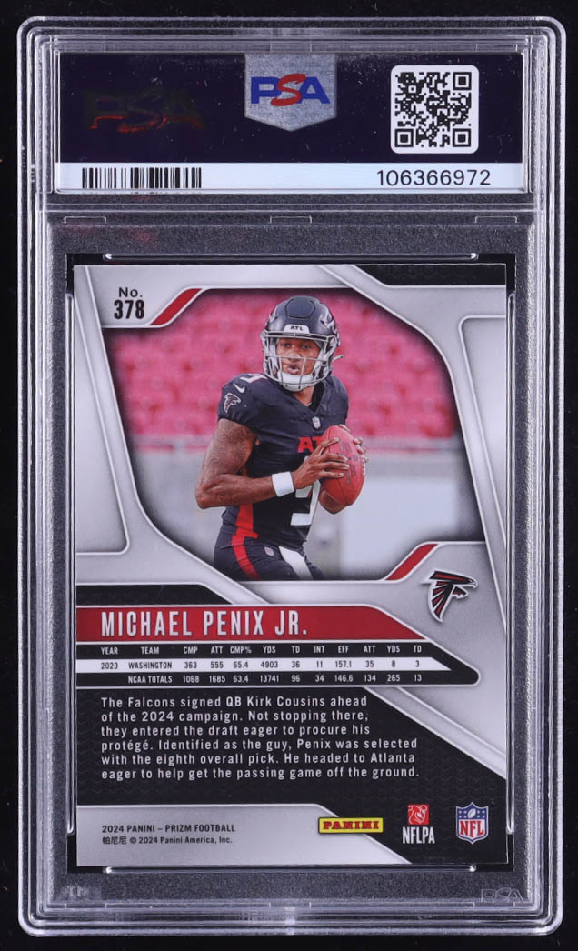 Michael Penix Jr. 2024 Panini Prizm #378 RC (PSA 10) at PristineAuction.com Michael Penix Jr. 2024 Panini Prizm #378 RC (PSA 10) at PristineAuction.com