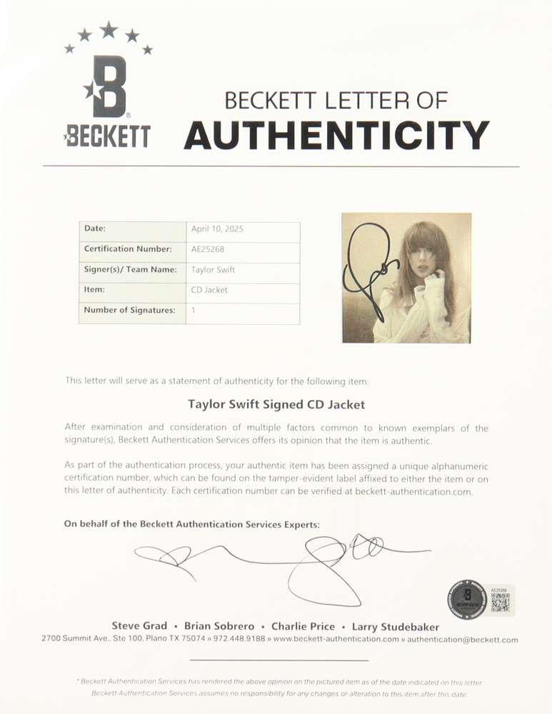 Taylor Swift Signed Custom Framed "The Tortured Poets Department" CD Album Insert Display With Disc (Beckett) at PristineAuction.com Taylor Swift Signed Custom Framed "The Tortured Poets Department" CD Album Insert Display With Disc (Beckett) at PristineAuction.com