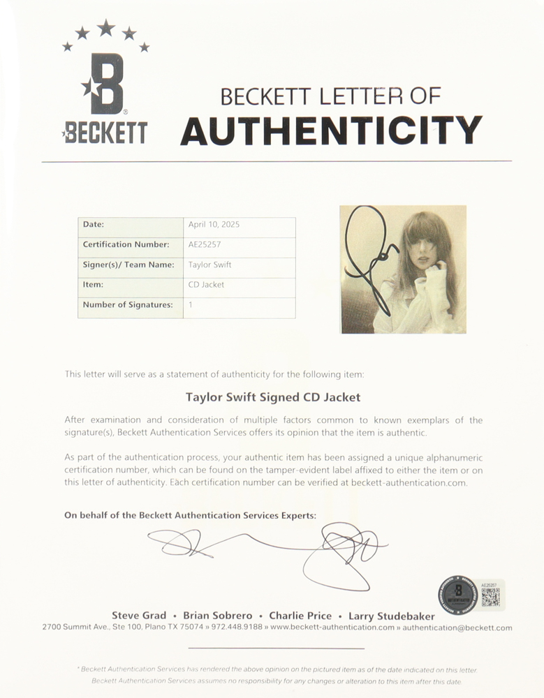 Taylor Swift Signed Custom Framed "The Tortured Poets Department" CD Album Insert Display With Disc (Beckett) at PristineAuction.com Taylor Swift Signed Custom Framed "The Tortured Poets Department" CD Album Insert Display With Disc (Beckett) at PristineAuction.com