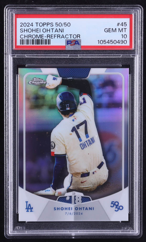Shohei Ohtani 2024 Topps 50/50 Ohtani Chrome Refractors #45 (PSA 10) at PristineAuction.com Shohei Ohtani 2024 Topps 50/50 Ohtani Chrome Refractors #45 (PSA 10) at PristineAuction.com