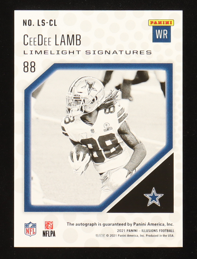 CeeDee Lamb 2021 Panini Illusions Limelight Signatures #LSCL #045/199 at PristineAuction.com CeeDee Lamb 2021 Panini Illusions Limelight Signatures #LSCL #045/199 at PristineAuction.com