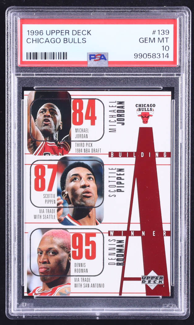 1996-97 Upper Deck #139 Michael Jordan / Scottie Pippen / Dennis Rodman / Toni Kukoc / Ron Harper (PSA 10) at PristineAuction.com 1996-97 Upper Deck #139 Michael Jordan / Scottie Pippen / Dennis Rodman / Toni Kukoc / Ron Harper (PSA 10) at PristineAuction.com
