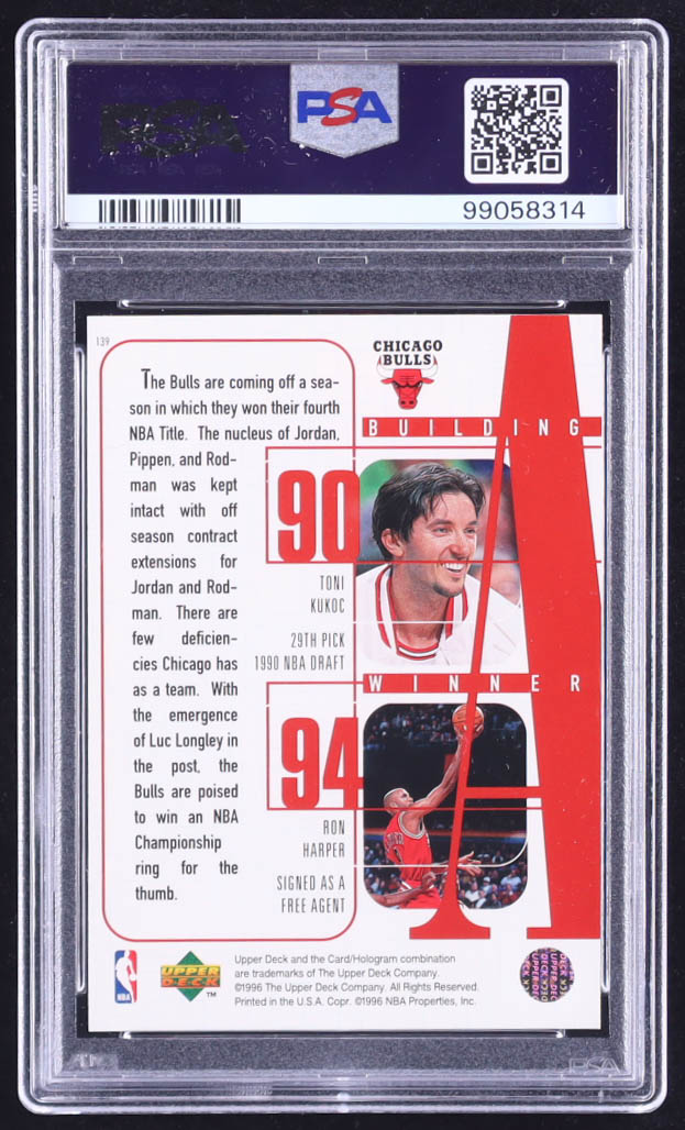 1996-97 Upper Deck #139 Michael Jordan / Scottie Pippen / Dennis Rodman / Toni Kukoc / Ron Harper (PSA 10) at PristineAuction.com 1996-97 Upper Deck #139 Michael Jordan / Scottie Pippen / Dennis Rodman / Toni Kukoc / Ron Harper (PSA 10) at PristineAuction.com