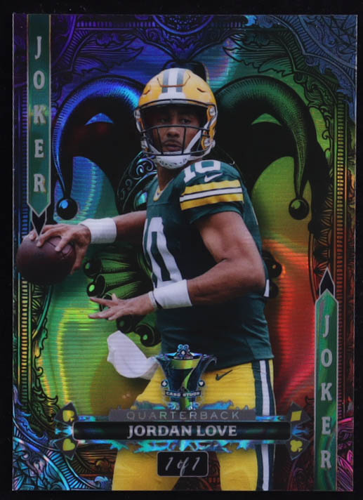 Jordan Love 2024 Wild Card 7 Card Studs Joker Oil Spill #C7CJJL #1/1 at PristineAuction.com Jordan Love 2024 Wild Card 7 Card Studs Joker Oil Spill #C7CJJL #1/1 at PristineAuction.com