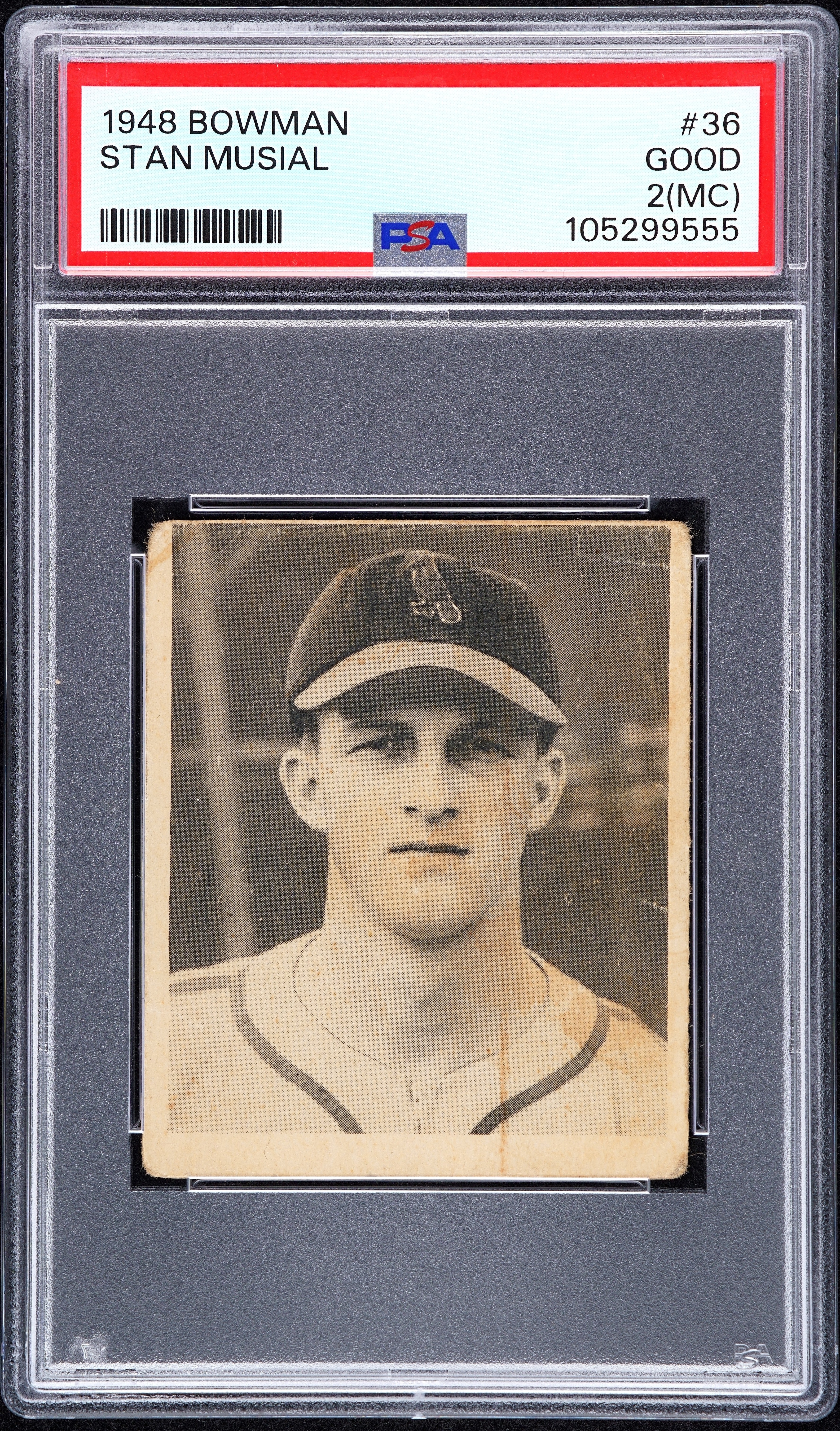 Stan Musial 1948 Bowman #36 RC (PSA 2) (MC) at PristineAuction.com Stan Musial 1948 Bowman #36 RC (PSA 2) (MC) at PristineAuction.com