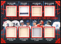 Ted Williams / Tim Raines / Luis Gonzalez / Reggie Jackson / Robinson Cano / Steve Garvey / Vladimir Guerrero / Ernie Banks / Manny Ramirez / David Ortiz 2024 Leaf ITG Used Sports Reference All Time Hits Leaders Prismatic Red #SR10 #3/4 at PristineAuction.com