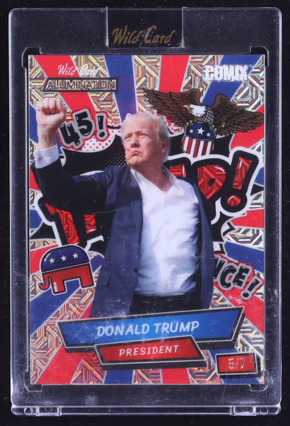 Donald Trump 2024 Wild Card Alumination Comix Mojo #ACBTDT1 #5/7 at PristineAuction.com Donald Trump 2024 Wild Card Alumination Comix Mojo #ACBTDT1 #5/7 at PristineAuction.com