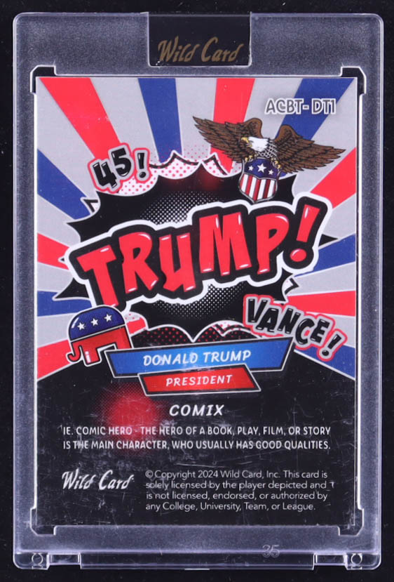 Donald Trump 2024 Wild Card Alumination Comix Mojo #ACBTDT1 #5/7 at PristineAuction.com Donald Trump 2024 Wild Card Alumination Comix Mojo #ACBTDT1 #5/7 at PristineAuction.com