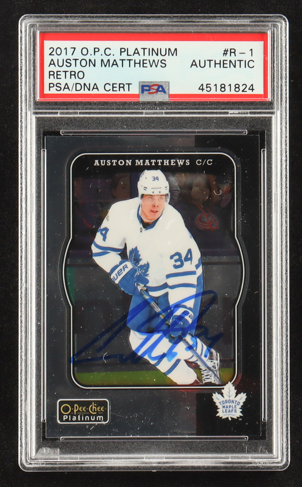 Auston Matthews Signed 2017-18 O-Pee-Chee Platinum Retro #R1 (PSA) at PristineAuction.com Auston Matthews Signed 2017-18 O-Pee-Chee Platinum Retro #R1 (PSA) at PristineAuction.com