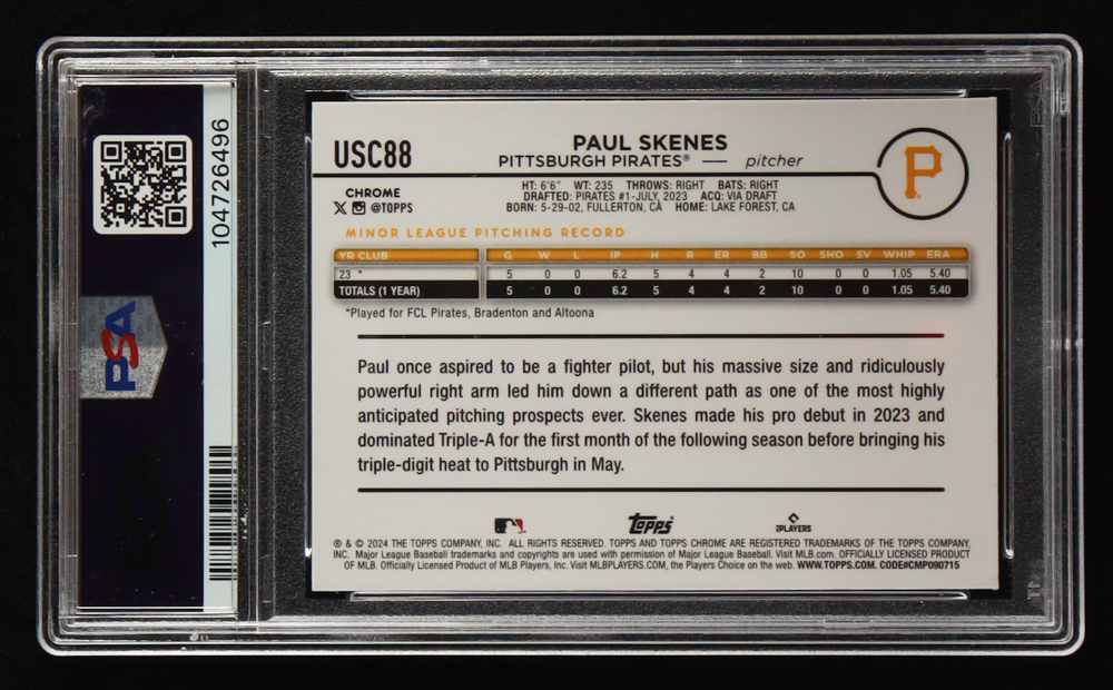 Paul Skenes 2024 Topps Chrome Update X-Fractors #USC88 RC (PSA 10) at PristineAuction.com Paul Skenes 2024 Topps Chrome Update X-Fractors #USC88 RC (PSA 10) at PristineAuction.com